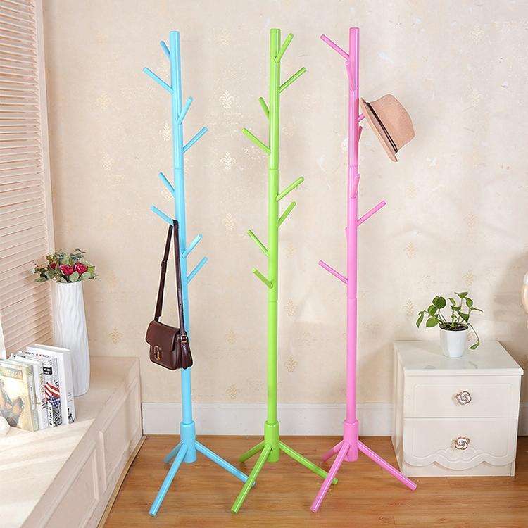 Creative Tree-shaped Solid Wood Floor Hatstand Clothes Hanging Rack,Size: 176x48x48cm (Coffee)