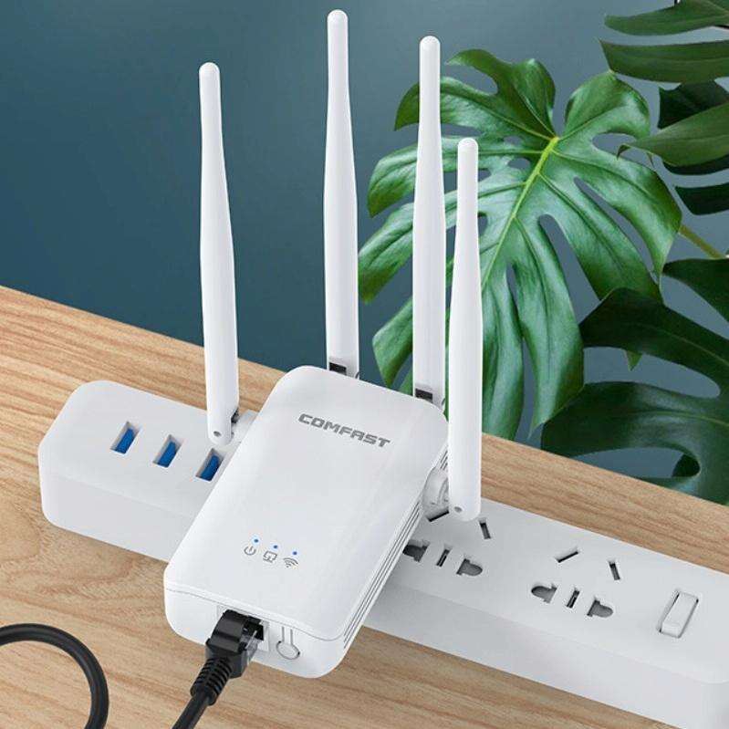 Comfast CF-WR304S 300M 4 Antenna Wireless Repeater High-Power Through-Wall WIFI Signal Amplifier,...