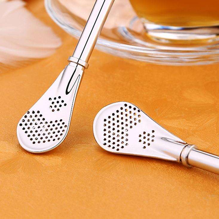 Stainless Steel Tea Leaf Filtered Drinking Straw Herb Tea Filter Tea Strainer Juice Cafe Coffee S...