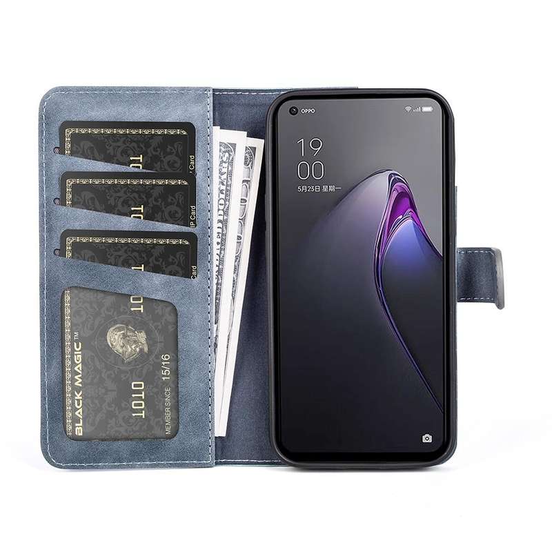 For OPPO Reno8 Stitching Horizontal Flip Leather Phone Case(Blue)