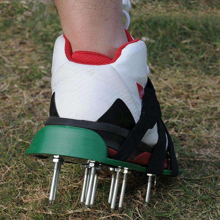 Garden Lawn Garden Tools Grass Ripper Spiked Shoes with 4 Plastic Buckles (Black)