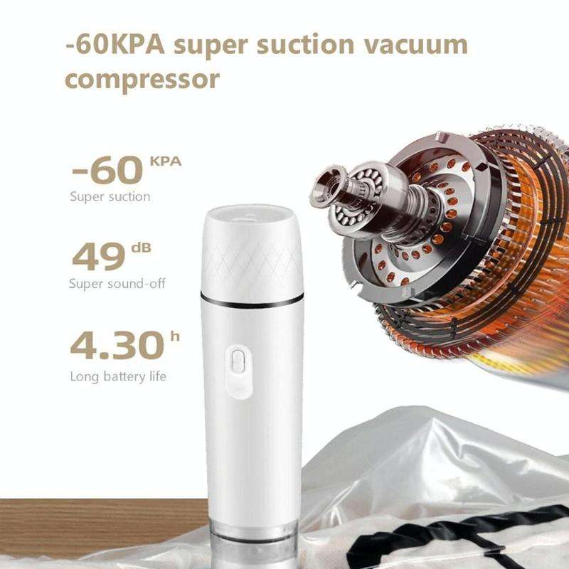 Handheld Vacuum Machine Rechargeable Food Preservation Compression Storage Machine(White)