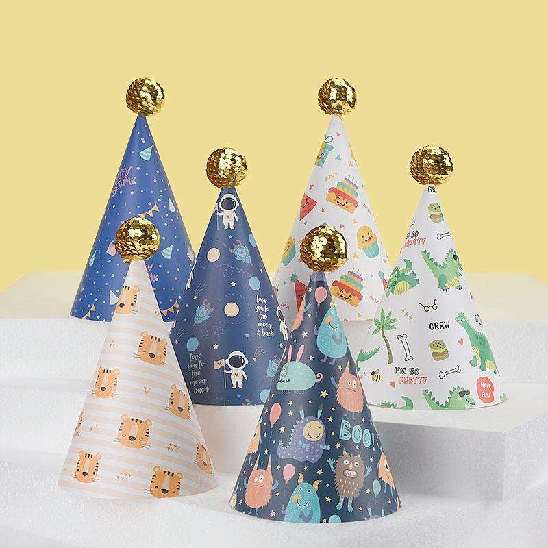 20 PCS Cute Children Bronzing Birthday Hats Cake Baking Decoration Party Hats Daisy