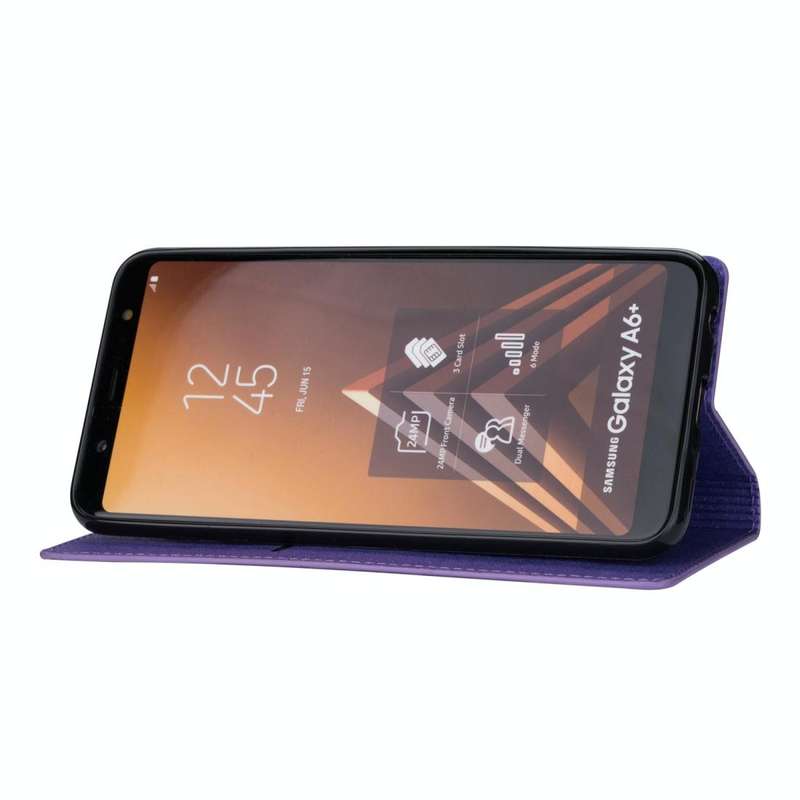 For Samsung Galaxy A6+ / J8 (2018) Ultrathin Glitter Magnetic Horizontal Flip Leather Case with H...