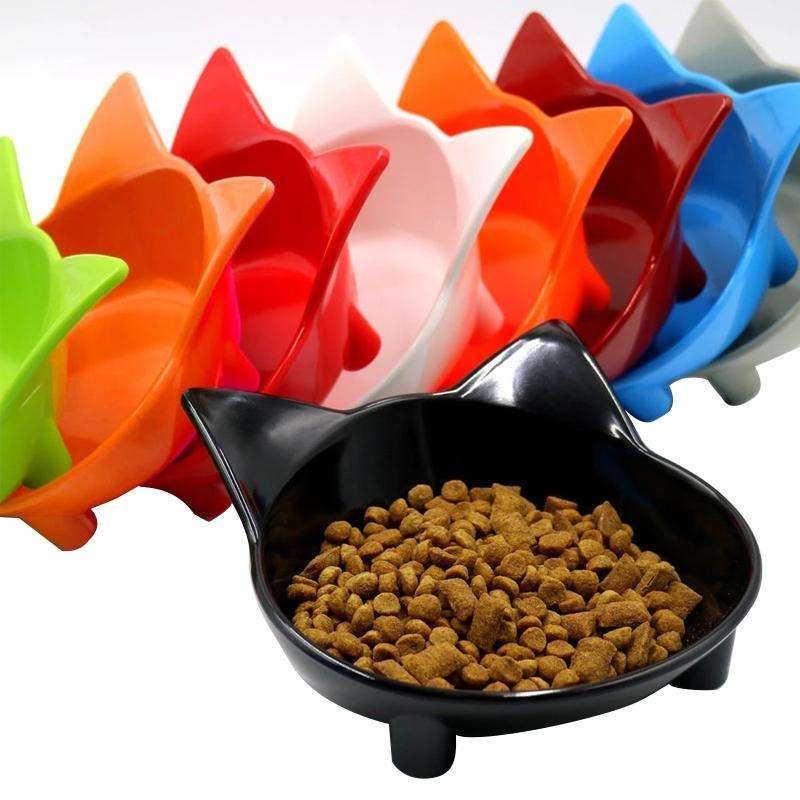 Pet Bowl Non-slip Cute Cat Type Color Cat Bowl Pet Supplies(Black)