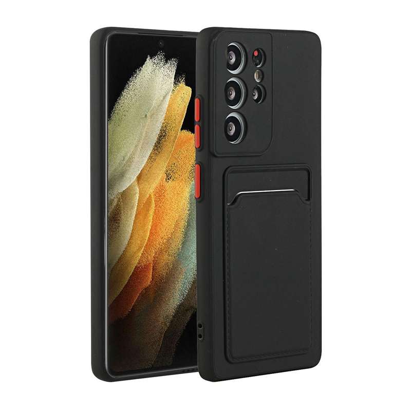 For Samsung Galaxy S21 Ultra 5G Card Slot Design Shockproof TPU Protective Case(Black)