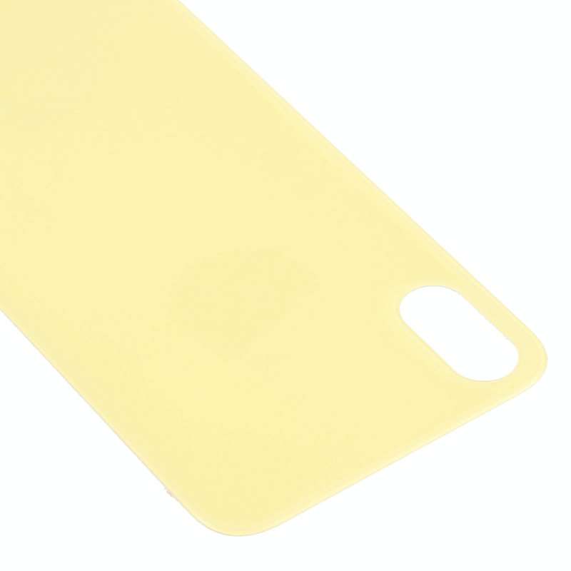 Easy Replacement Big Camera Hole Glass Back Battery Cover for iPhone X / XS(Yellow)
