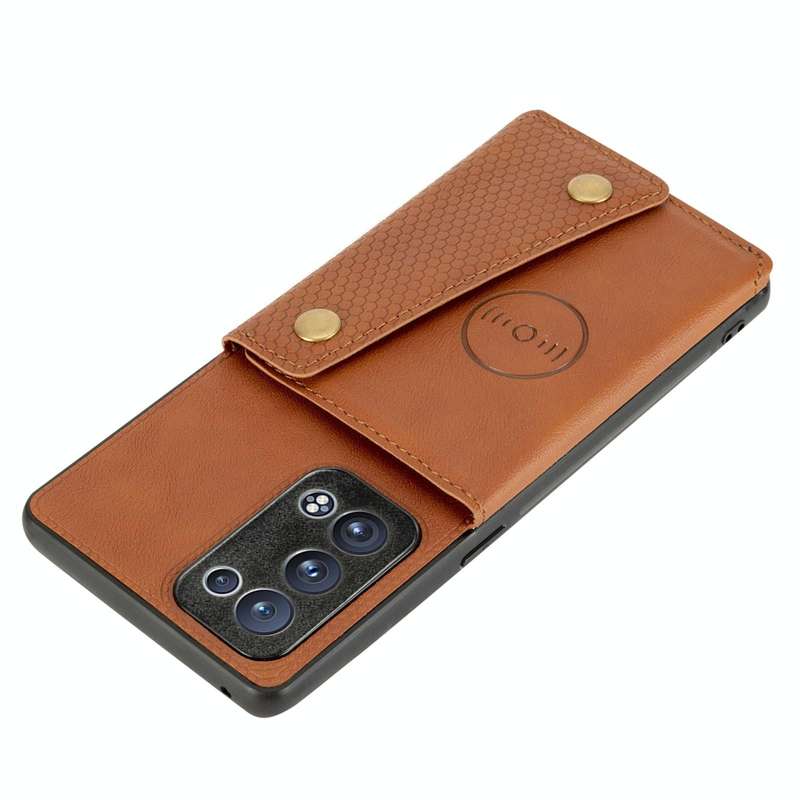 For OPPO Reno6 Pro+ 5G Double Buckle PU + TPU Shockproof Magnetic Protective Case with Card Slot ...