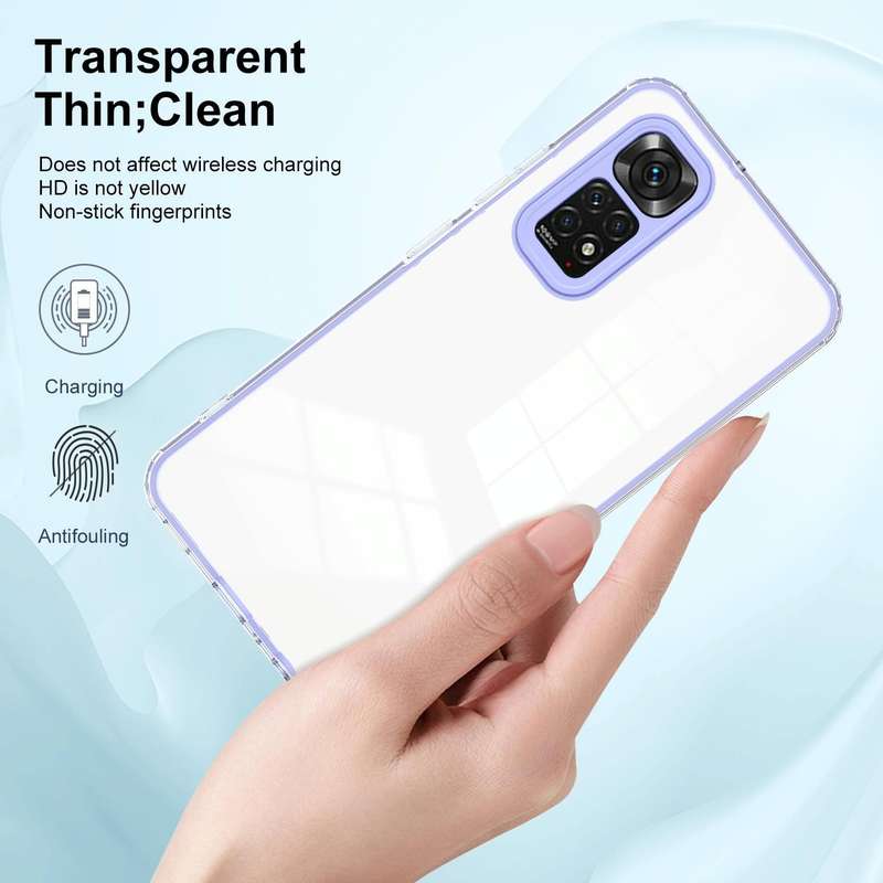 For Xiaomi Redmi Note 11 2022 3 in 1 Clear TPU Color PC Frame Phone Case(Purple)