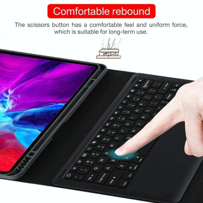 T129 Detachable Bluetooth Black Keyboard Microfiber Leather Tablet Case for iPad Pro 12.9 inch (2...