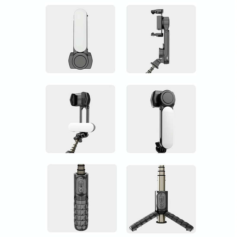 Removable Fill Light Phone Handheld Stabilizer with APP(Q09 Black)