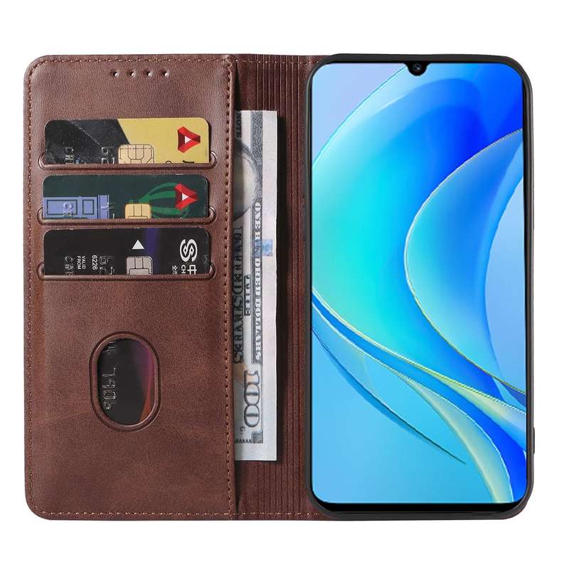 For Huawei Nova Y70 Magnetic Closure Leather Phone Case(Brown)