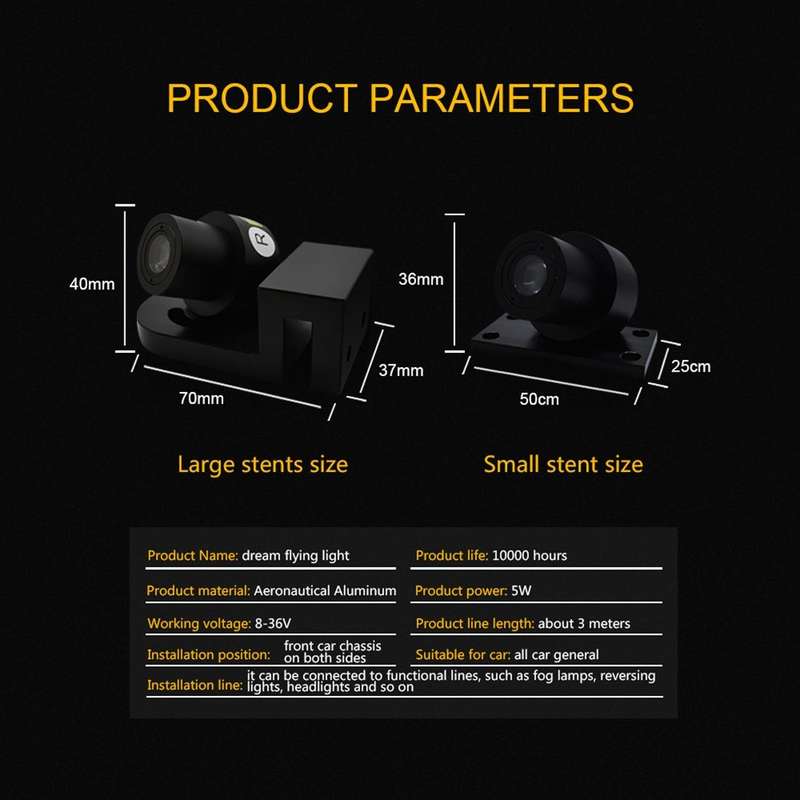 2 PCS DC 8-36V Ghost Shadow Courtesy Angel Wings Projection Lamp Car Door LED Welcome Lights(Ice ...