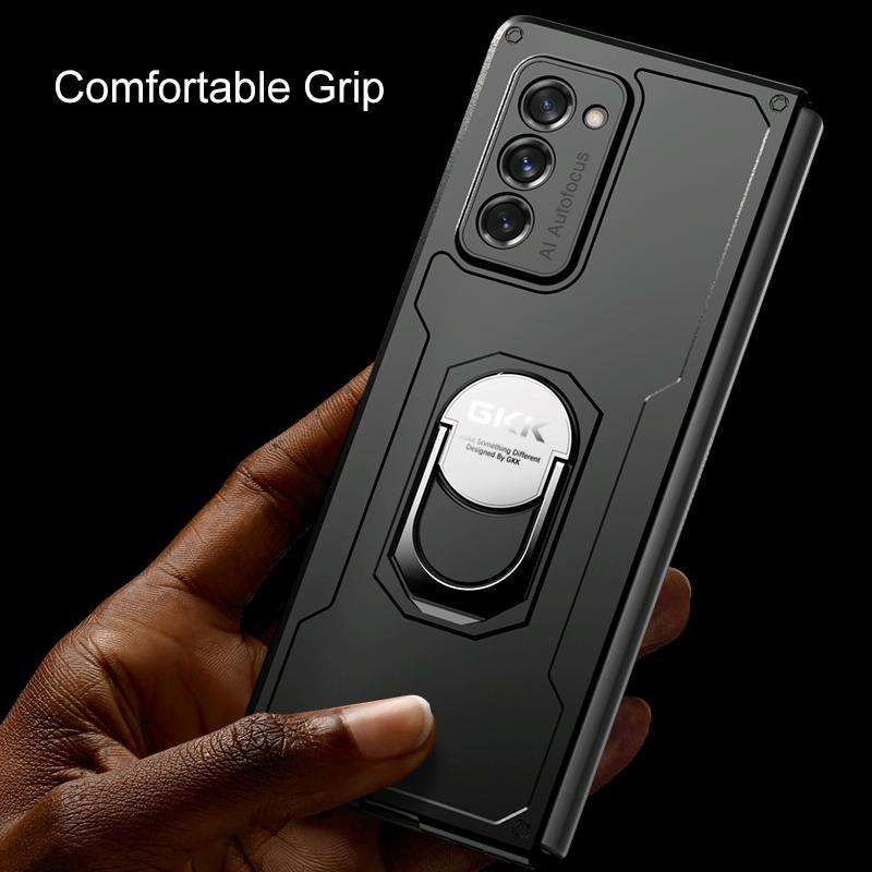 For Samsung Galaxy Z Fold2 5G GKK Foldable Shockproof PC Case with Ring Holder(Black)