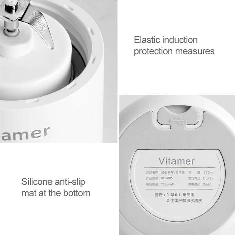 Vitamer USB Mini Portable Juicer Juice Blender Lemon Fruit Squeezers Reamers Bottle (Pink)