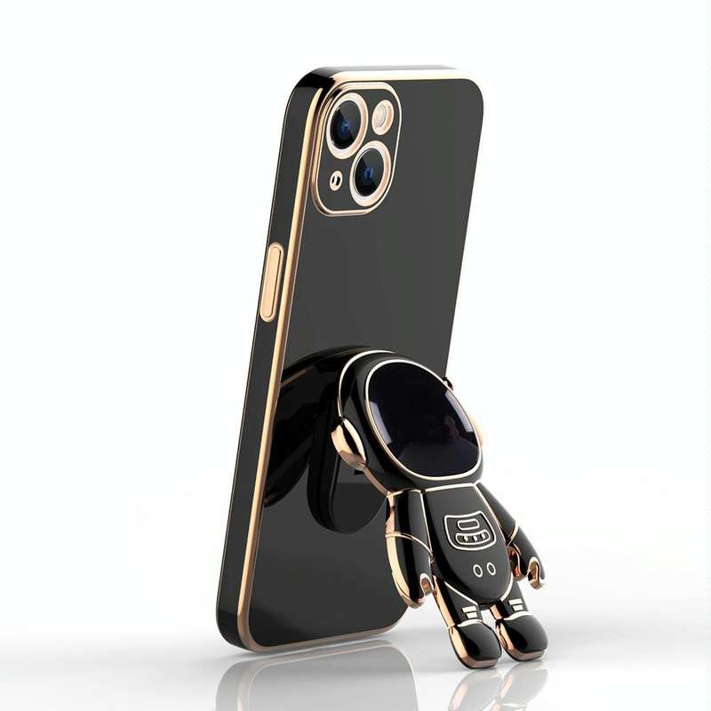 For iPhone 12 mini Plating Astronaut Holder Phone Case (Lavender Purple)