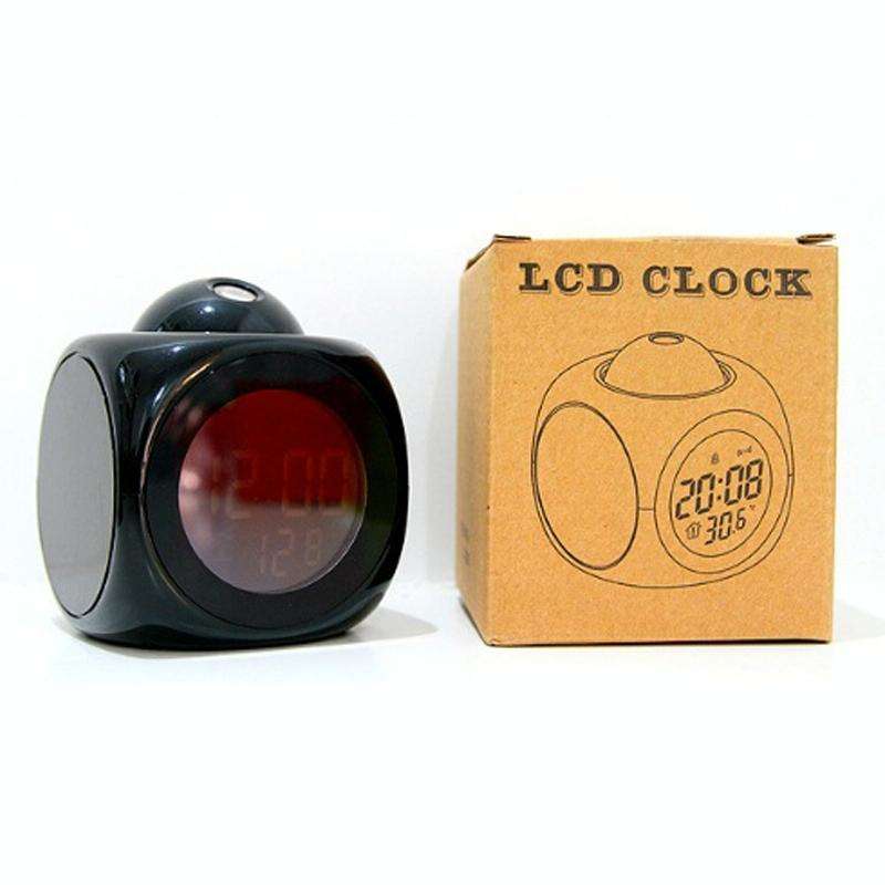 Multi-function LED Projection Alarm Clock Voice Talking Clock, Specification:White without USB cable