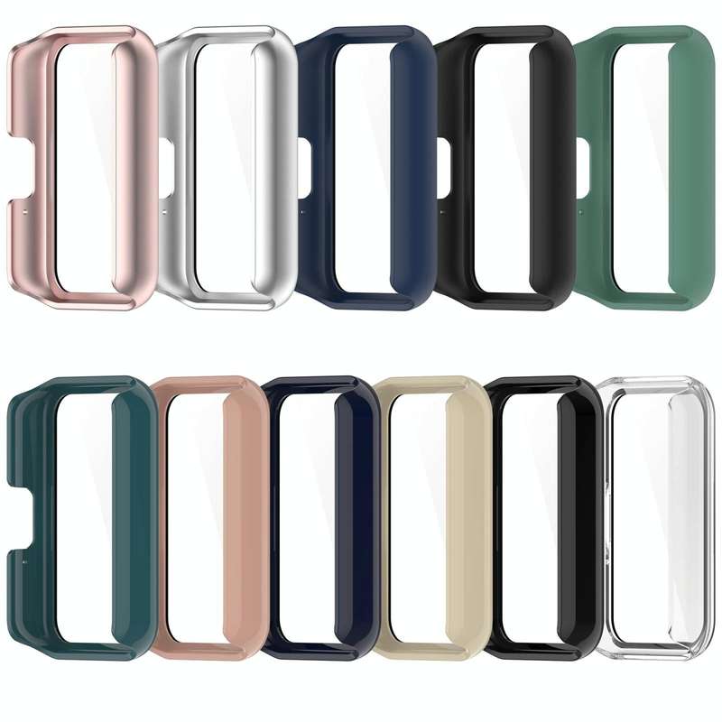 For Samsung Galaxy Fit 3 SM-R390 PC + Tempered Glass Film Integrated Watch Protective Case(Pink)