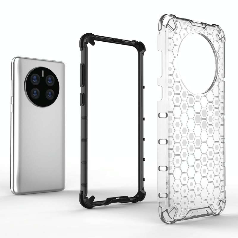 For Huawei Mate 50 Pro Shockproof Honeycomb PC + TPU Phone Case(Black)