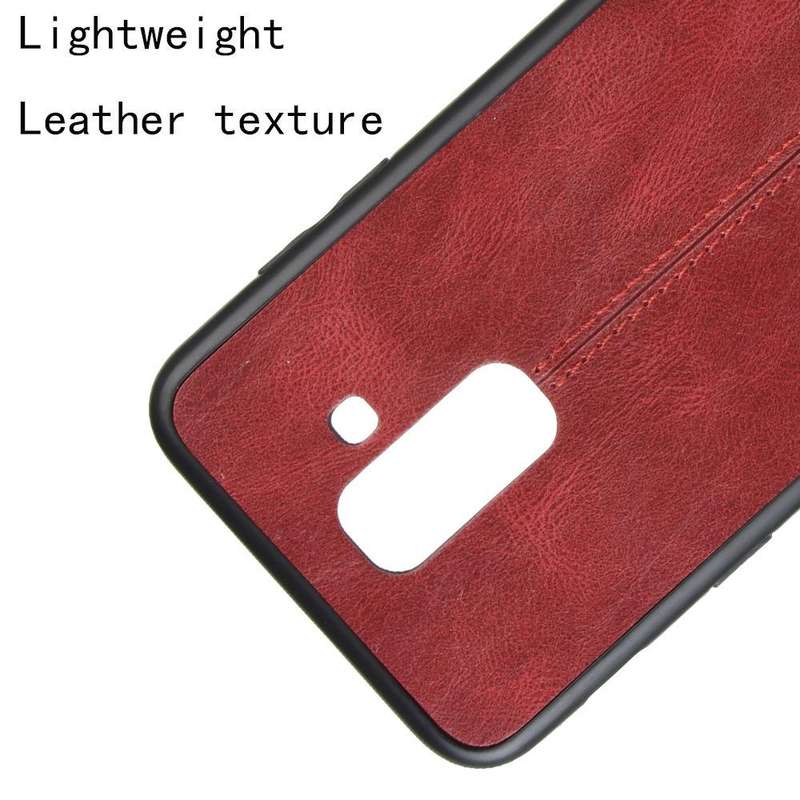 For Galaxy A6 Plus Shockproof Sewing Cow Pattern Skin PC + PU + TPU Case(Red)
