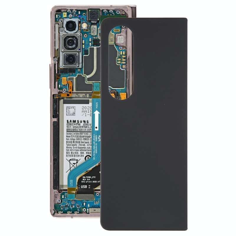 For Samsung Galaxy Z Fold4 SM-F936B Battery Back Cover with Camera Lens Cover(Black)