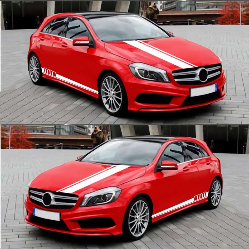 5 in 1 Car Styling Stripe Hood PVC Sticker Auto Decorative Sticker (White)