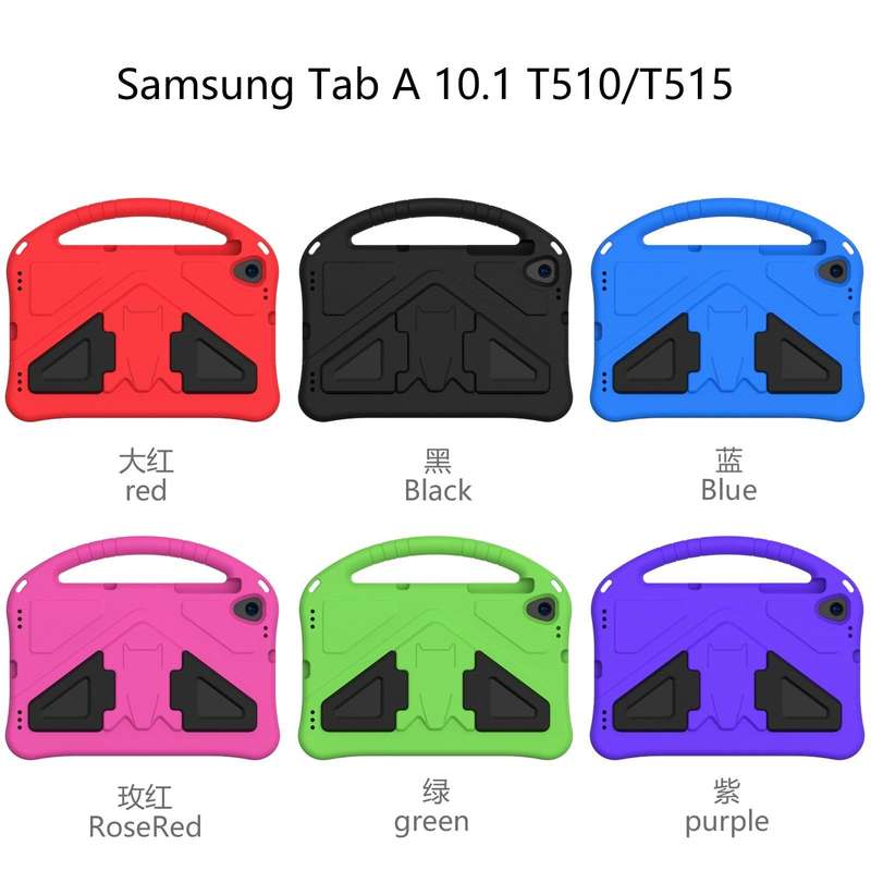 For Samsung Galaxy Tab A 10.1 (2019) T510 EVA Flat Anti Falling Protective Case Shell with Holder...