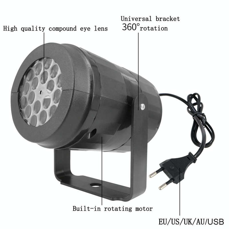 4W LED Snowflake Christmas Decoration Projector Light with 16 Patterns, Spec: UK Plug