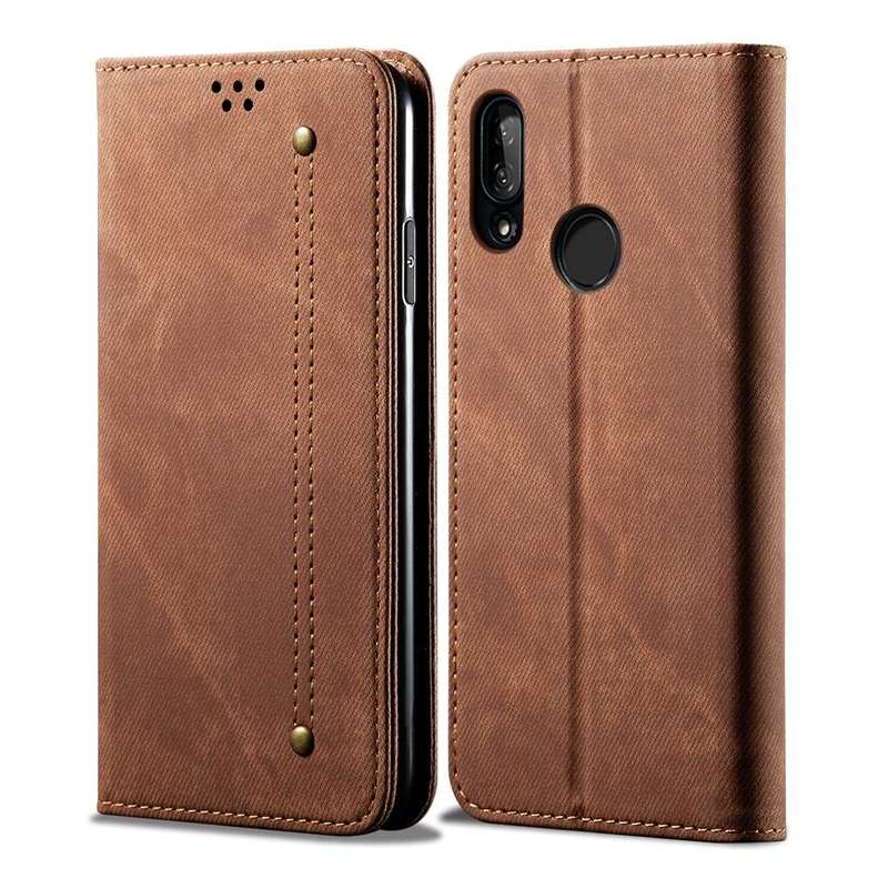 For Huawei Y9 (2019) Denim Texture Casual Style Horizontal Flip Leather Case with Holder & Card S...