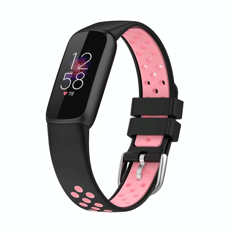 For Fitbit Luxe Two-color Silicone Watch Band(Black Pink)