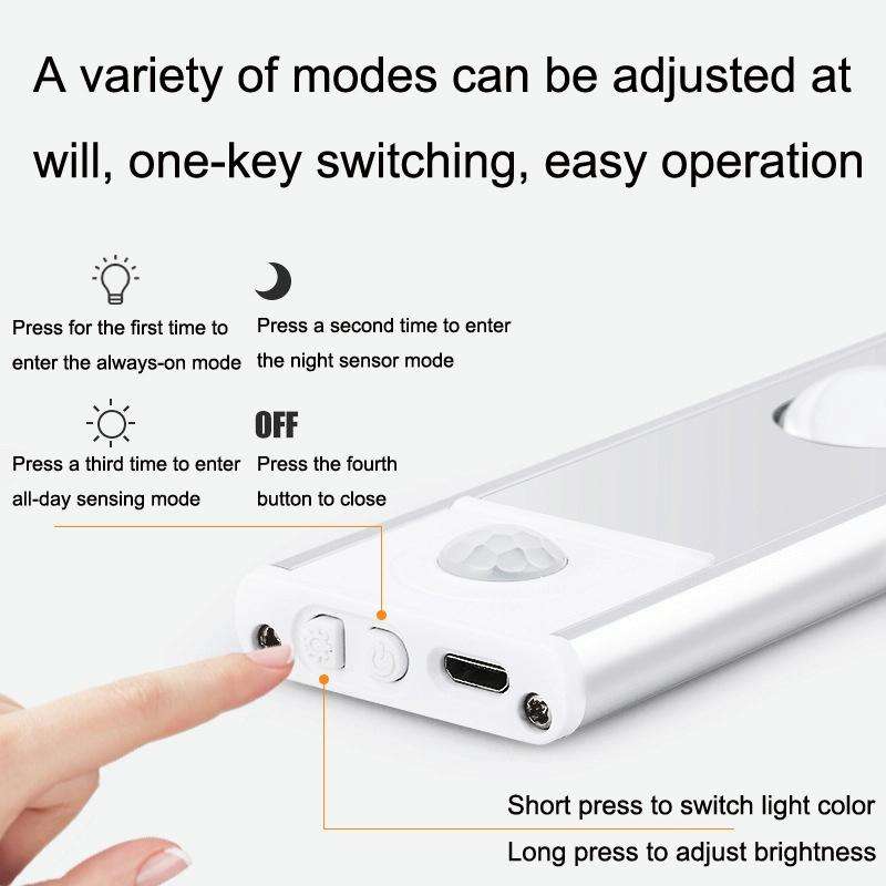 Ultra-thin Smart LED Human Body Sensor Light Bar, Length: 40cm(Piano Black)