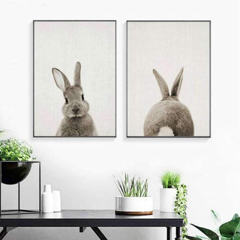 Rabbit Before and After the Computer Printing Decorative Painting Frameless Core, Size:13x18cm(Br...