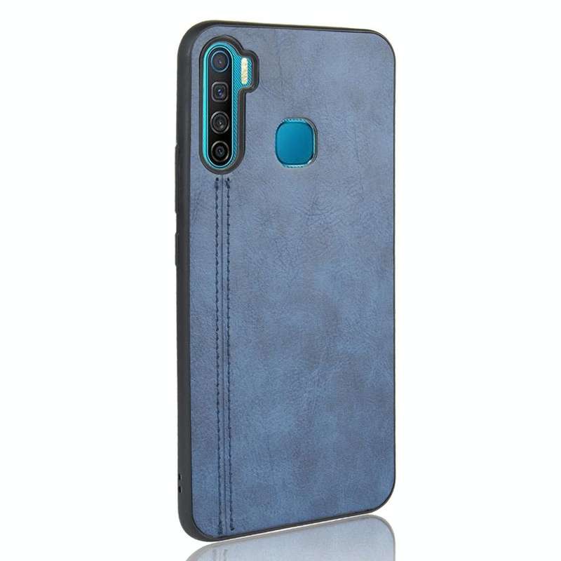 For Infinix S5 / S5 Lite/ X652 Shockproof Sewing Cow Pattern Skin PC + PU + TPU Case(Blue)
