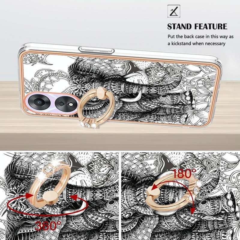 For OPPO A78 / A58 Electroplating Dual-side IMD Phone Case with Ring Holder(Totem Elephant)