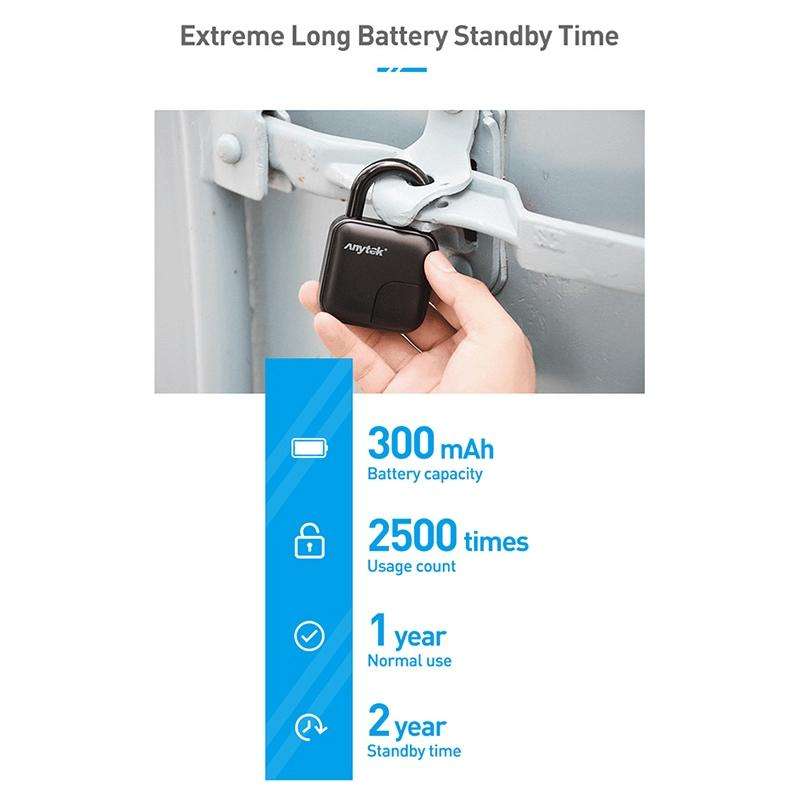Anytek L3 Intelligent Hidden Fingerprint Padlock Electronic Lock, 10 Fingerprint Edition