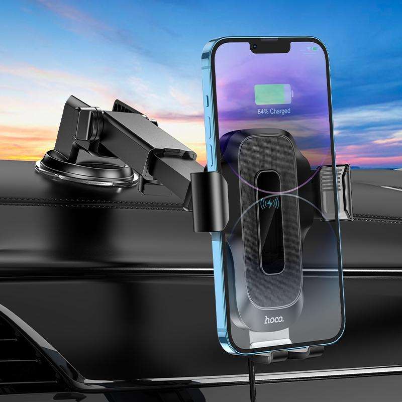 hoco HW3 Wise Automatic Induction Wireless Fast Charging Center Console Car Holder(Black)