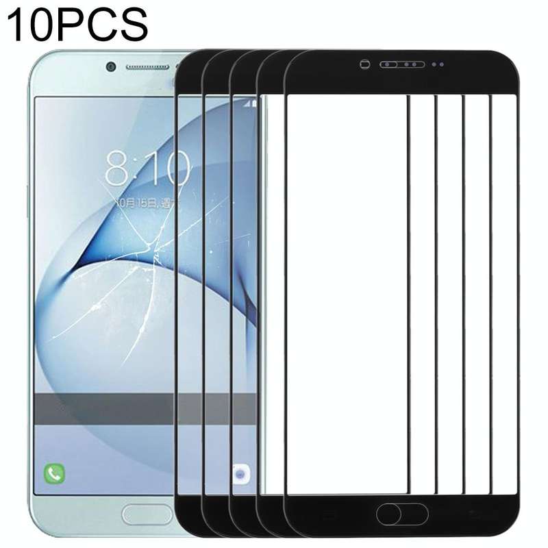 For Samsung Galaxy A8 (2016) / A810 10pcs Front Screen Outer Glass Lens (Black)