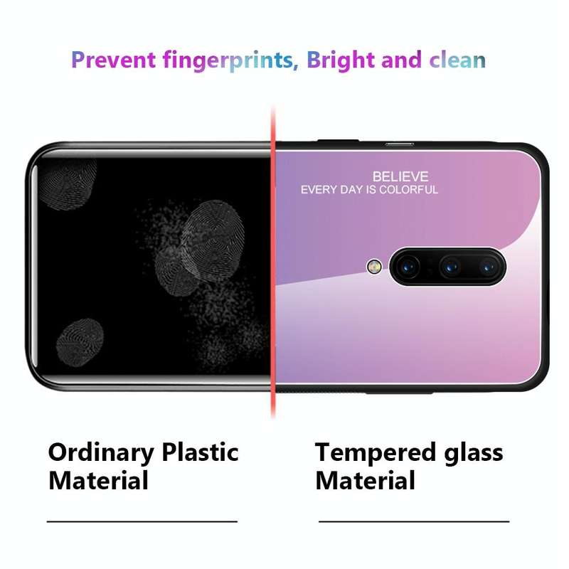 For OnePlus 7 Pro Gradient Color Glass Case(Blue)