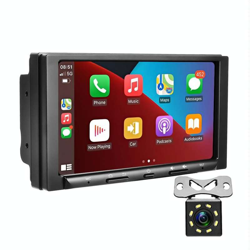 7 inch Carplay GPS Navigation Reverse Integrated Machine, Style: Standard+8 Light Camera(1+16G)