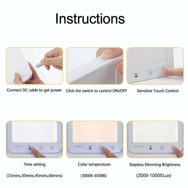 JSK-30 LED Timing Intelligent Dimming SAD Therapy Lamp, Specification: With Power Line
