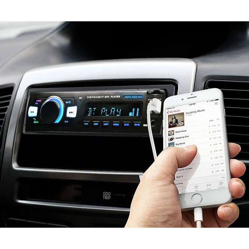 1-Din Car DAB Radio Player Stereo System FM Receiver, Support Bluetooth & U Disk & MP3 & TF Card