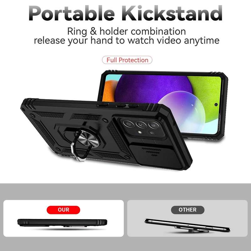 For Samsung Galaxy A73 5G Sliding Camshield Holder Phone Case(Black)