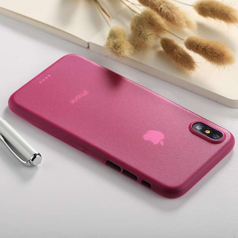 For iPhone X / XS Ultra-thin Frosted PP Protective Back Cover Case (Magenta)