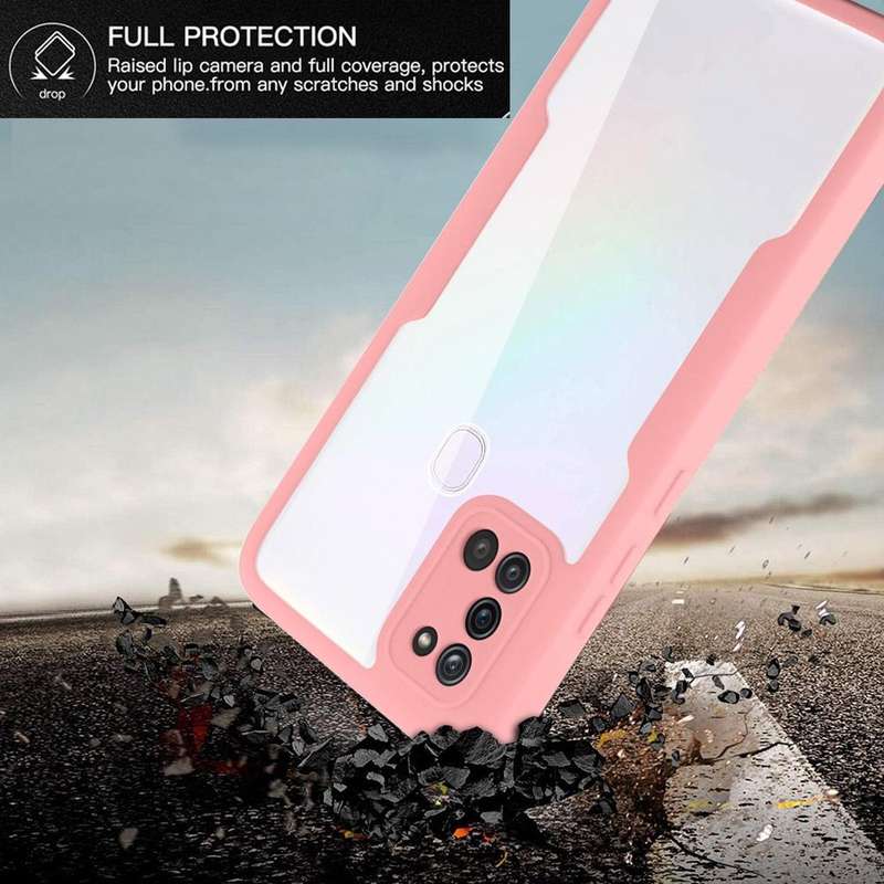 For Samsung Galaxy A21s Acrylic + TPU 360 Degrees Full Coverage Shockproof Phone Case(Blue)