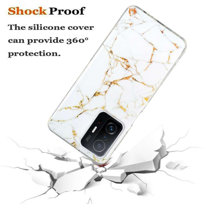 For Xiaomi 11T Pro IMD Marble Pattern TPU Phone Case(White)