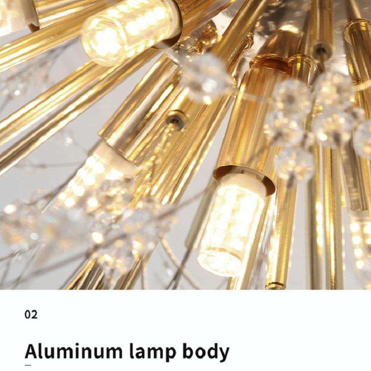 Bedroom Crystal Ceiling Lamp Creative Dandelion Living Room Lamp Dining Room Lamp, Style:Golden (...