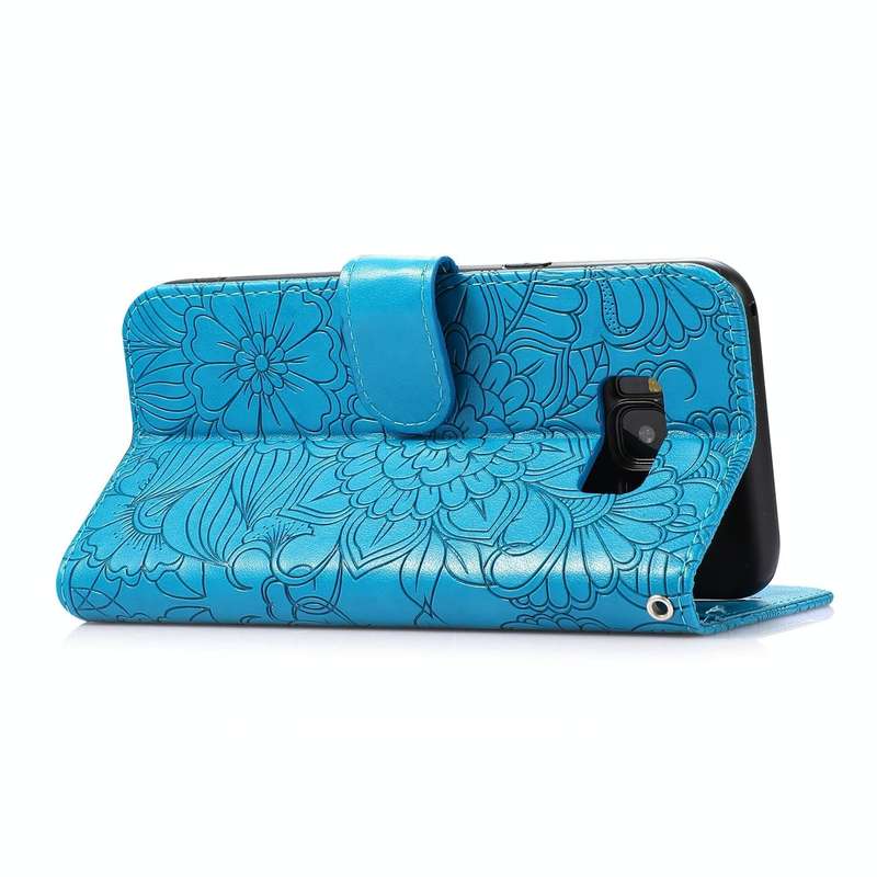For Samsung Galaxy S8+ Skin Feel Embossed Sunflower Horizontal Flip Leather Case with Holder & Ca...