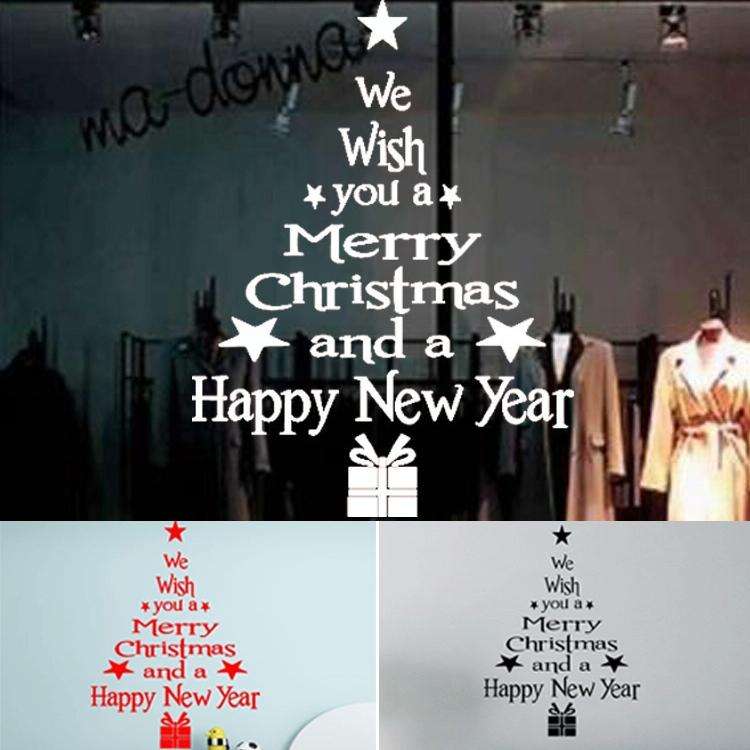 Blessing Christmas Tree Living Room Window Glass Door Removable Christmas Wall Sticker Decoration...