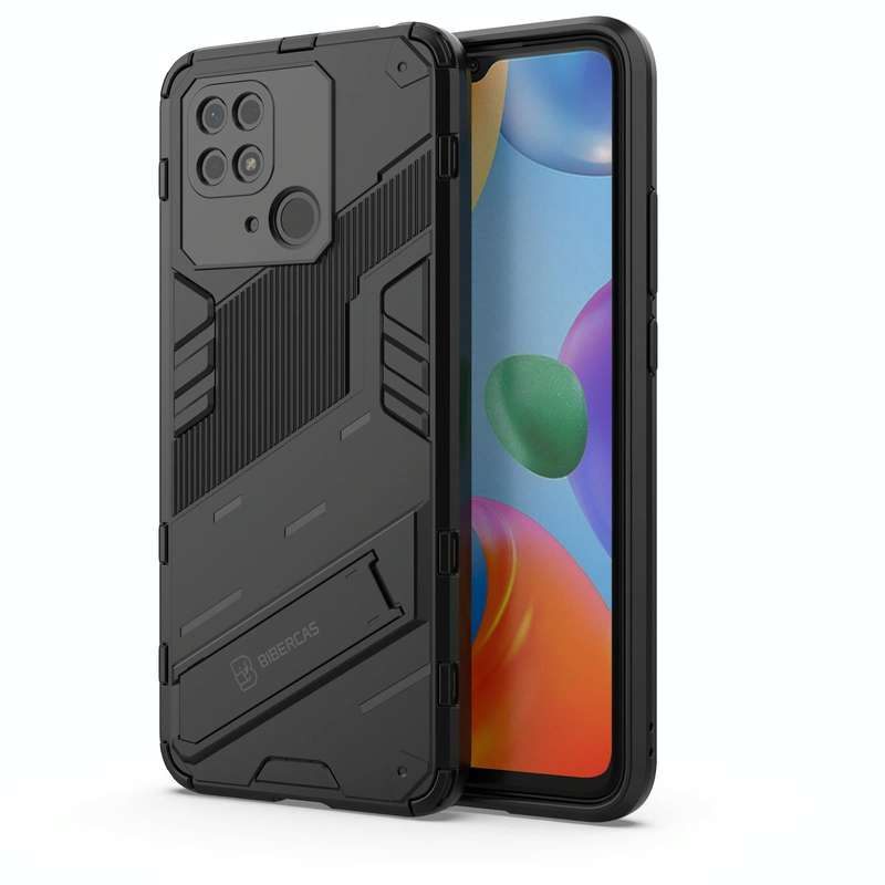 For Xiaomi Redmi 10C 4G Punk Armor PC + TPU Phone Case with Holder(Black)