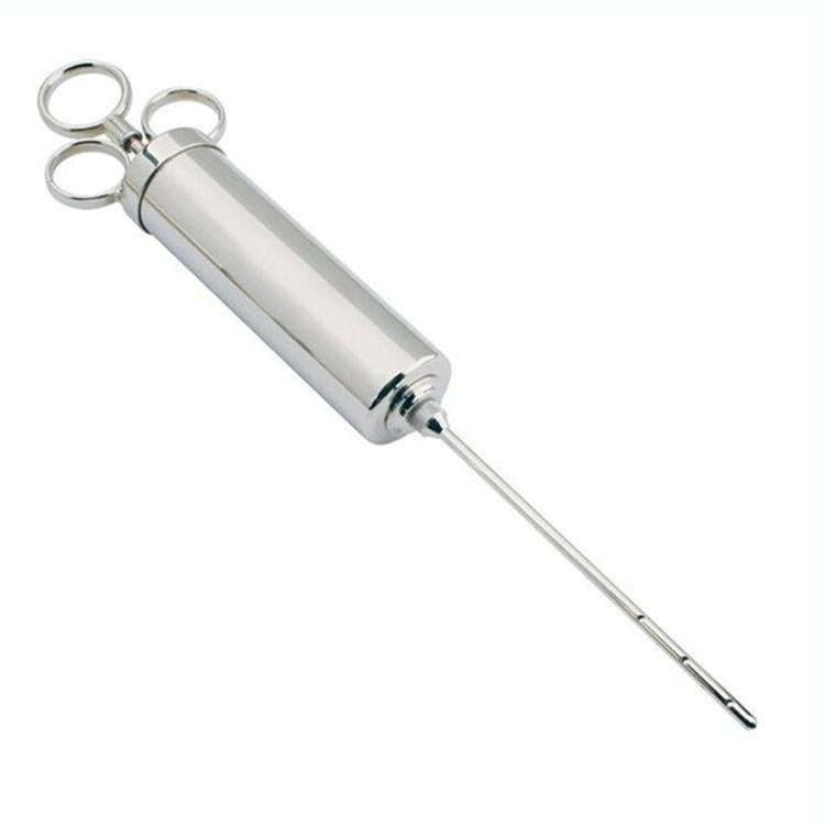 Stainless Steel Seasoning Steak Syringe Turkey Needle Set With Cleaning Silicone Brush(Blue)